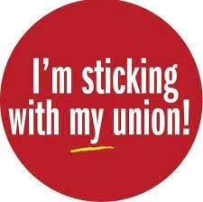 graphic image with the slogan "I'm sticking with my union"